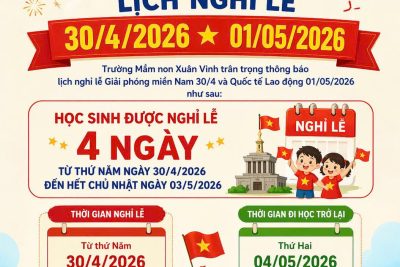 Thông báo lịch nghỉ lễ 30/4 và 01/5